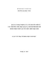 Quản lý hoạt động của tổ chuyên môn ở các trường tiểu học quận 6, thành phố hồ chí minh theo tiếp cận tổ chức biết học hỏi
