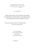 Thực trạng công tác chăm sóc toàn diện người bệnh của điều dưỡng viên khoa hồi sức cấp cứu bệnh viện nông nghiệp năm 2013