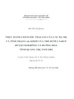 Luận văn thực hành chăm sóc thai sản của các bà mẹ và tình trạng sức khoẻ của trẻ dưới 2 tuổi huyện đăkrông hướng hoá tỉnh quảng trị, năm 2002
