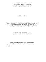 Luận văn kiến thức, thái độ, thực hành về kế hoạch hoá gia đình của nam giới có vợ trong độ tuổi sinh đẻ tại 2 xã của huyện hoài đức, tỉnh hà tây, năm 2004