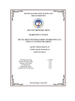 (Tiểu luận) đề tài phân tích hoạt động marketing củacông ty cổ phần be group