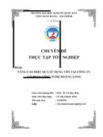 Chuyên đề thực tập  nâng cao hiệu quả sử dụng vốn tại công ty cổ phần công nghệ hoàng long