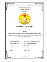 Đánh giá kết quả hoạt động kinh doanh thông qua phân tích báo cáo tài chính ngân hàng thương mại cổ phần ngoại thương việt nam,khoá luận tốt nghiệp