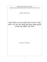 (LUẬN ÁN TIẾN SĨ) Quan điểm của chủ nghĩa Mác Lênin về nhà nước với việc xây dựng nhà nước pháp quyền xã hội chủ nghĩa Việt Nam