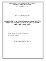 Nghiên cứu tính toán xói mòn, sạt lở bờ sông Đồng Nai khu vưc Cù lao Rùa và đề xuất giải pháp giảm thiểu