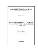 (LUẬN VĂN THẠC SĨ) Tư tưởng Hồ Chí Minh về lãnh đạo công tác tư tưởng giá trị lý luận và thực tiễn