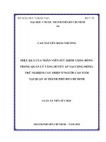 Hiệu quả của nhân viên sức khỏe cộng đồng trong quản lý tăng huyết áp tại cộng đồng thử nghiệm can thiệp ở người cao tuổi tại Quận 10 Thành phố Hồ Chí Minh