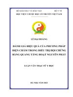 ĐÁNH GIÁ HIỆU QUẢ CỦA PHƯƠNG PHÁP ĐIỆN CHÂM TRONG ĐIỀU TRỊ HỘI CHỨNG BÀNG QUANG TĂNG HOẠT NGUYÊN PHÁT