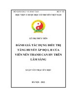ĐÁNH GIÁ TÁC DỤNG ĐIỀU TRỊ TĂNG HUYẾT ÁP ĐỘ I, II CỦA VIÊN NÉN THANH CAN HV TRÊN LÂM SÀNG