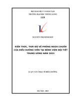 Kiến thức, thái độ về phòng ngừa chuẩn của điều dưỡng viên tại Bệnh viện Nội tiết Trung ương năm 2022