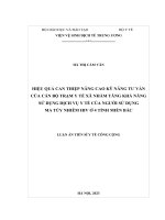Hiệu quả can thiệp nâng cao kỹ năng tư vấn của cán bộ Trạm Y tế xã nhằm tăng khả năng sử dụng dịch vụ y tế của người sử dụng ma tuý nhiễm HIV ở 4 tỉnh miền Bắc