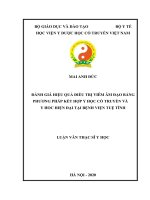 Luận văn thạc sĩ đánh giá hiệu quả điều trị viêm âm đạo bằng phương pháp kết hợp y học cổ truyền và y học hiện đại tại bệnh viện tuệ tĩnh