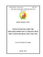 Luận văn thạc sĩ đánh giá kết quả điều trị thoái hóa khớp gối của phương pháp thủy châm chế phẩm chứa nọc ong