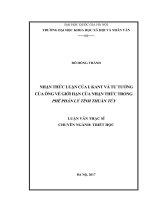 (LUẬN văn THẠC sĩ) nhận thức luận của i kant và tư tưởng của ông về giới hạn của nhận thức trong phê phán lý tính thuần túy