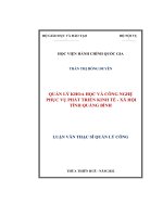 (LUẬN văn THẠC sĩ) quản lý khoa học và công nghệ phục vụ phát triển kinh tế xã hội tỉnh quảng bình