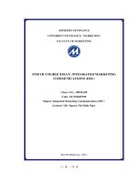 END OF COURSE ESSAY INTEGRATED MARKETING COMMUNICATIONS (IMC) IMC plan for PUMA ( in purpose to launch PUMA fast rider collection in vietnam market )