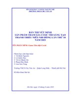 Bản Thuyết Minh Sản Phẩm Tham Gia Cuộc Thi Sáng Tạo Thanh Thiếu Niên Tên Phần Mềm Game Tiêu Diệt Covid.pdf