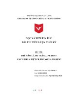 ĐỌC và XEM TIN tức bài THI TIỂU LUẬN CUỐI kỳ đề tài THẾ nào là PR TRẮNG, PR ĐEN CÁCH PHÂN BIỆT PR TRẮNG và PR ĐEN