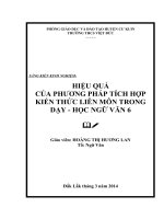 (SKKN mới NHẤT) HIỆU QUẢ của PHƯƠNG PHÁP TÍCH hợp KIẾN THỨC LIÊN môn TRONG dạy học NGỮ văn 6