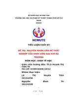 TIỂU LUẬN CUỐI kỳ đề tài NGUYÊN NHÂN vấn đề THẤT NGHIỆP của SINH VIÊN SAU KHI RA TRƯỜNG