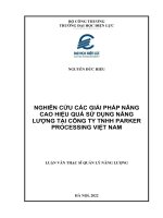 Nghiên cứu các giải pháp nâng cao hiệu quả sử dụng năng lượng tại Công ty TNHH Parker Processing Việt Nam