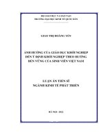 (LUẬN án TIẾN sĩ) ảnh hưởng của giáo dục khởi nghiệp đến ý định khởi nghiệp theo hướng bền vững của sinh viên việt nam