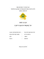 TIỂU LUẬN lập và QUẢN TRỊ dự án xâydựng kế hoạch kinh doanh cửa hàng sách café