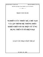Nghiên cứu thiết kế, chế tạo và lập trình hệ thống điều khiển biển số xe điện tử ứng dụng trên ô tô hiện đại