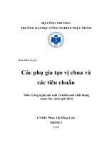 (TIỂU LUẬN) TIỂU LUẬN các phụ gia tạo vị chua và các tiêu chuẩn môn công nghệ sản xuất và kiểm soát chất lượng rượu, bia, nước giải khát