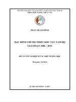 đặc điểm chế độ nhiệt khu vực nam bộ giai đoạn 2006 – 2015