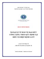 Ngoại lệ về bảo vệ đạo đức công cộng theo quy định tại điều xx hiệp định gatt