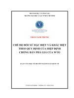 Chế độ đối xử đặc biệt và khác biệt theo quy định của hiệp định chống bán phá giá của wto