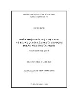 Hoàn thiện pháp luật việt nam về bảo vệ quyền của người lao động đi làm việc ở nước ngoài