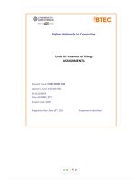 (Tiểu luận) higher nationals in computing unit 43 internet of things assignment 1