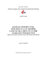 Đánh giá tính bền vững sinh thái của các mô hình canh tác dựa trên cây cà phê tại địa bàn tỉnh Kon Tum