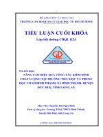 tiểu luận cán bộ quản lý giáo dục nâng cao hiệu quả công tác kiểm định chất lƣợng tại trƣờng tiểu học và trung học cơ sở bình thành xã bình thành huyện đức huệ tỉnh long an
