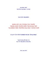 Tương tác thuốc có ý nghĩa lâm sàng xảy ra trong đơn thuốc điều trị ngoại trú tại bệnh viện trường đại học y dược huế