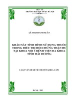 Khảo sát tình hình sử dụng thuốc trong điều trị hội chứng thận hư tại khoa nội 3 bệnh viện đa khoa tỉnh hải dương