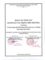 BÁO CÁO TÓM TẮT NỘI DUNG ĐÁNH GIÁ TÁC ĐỘNG MÔI TRƯỜNG CỦA DỰ ÁN CẢI TẠO, NÂNG CẤP ĐƯỜNG GIAO THÔNG XÓM LÁC, XÃ CHIỀNG CHÂU, HUYỆN MAI CHÂU