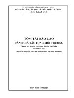 TÓM TẮT BÁO CÁO ĐÁNH GIÁ TÁC ĐỘNG MÔI TRƯỜNG Của dự án: “Đường xuyên tâm, thị trấn Mai Châu, huyện Mai Châu”