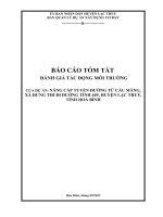 BÁO CÁO TÓM TẮT ĐÁNH GIÁ TÁC ĐỘNG MÔI TRƯỜNG CỦA DỰ ÁN: NÂNG CẤP TUYẾN ĐƯỜNG TỪ CẦU MĂNG, XÃ HƯNG THI ĐI ĐƯỜNG TỈNH 449, HUYỆN LẠC THUỶ, TỈNH HOÀ BÌNH