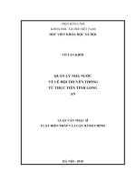 Luận văn thạc sĩ luật học quản lý nhà nước về lễ hội truyền thống từ thực tiễn tỉnh long an