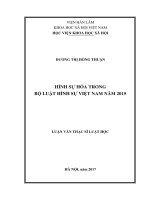 Luận văn thạc sĩ luật học hình sự hóa trong bộ luật hình sự việt nam năm 2015