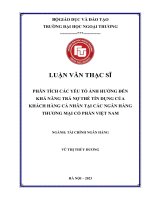 Phân tích các yếu tố ảnh hưởng đến khả năng trả nợ thẻ tín dụng của khách hàng cá nhân tại các ngân hàng TMCP Việt Nam