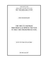 Luận văn thạc sĩ luật học chủ thể của tội phạm theo pháp luật hình sự việt nam từ thực tiễn thành phố đà nẵng