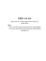 Nâng cao chất lượng nguồn nhân lực hành chính của ủy ban nhân dân quận hoàn kiếm, thành phố hà nội hiện nay