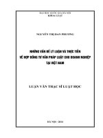 Tóm tắt Luận văn Thạc sĩ Luật học: Những vấn đề lý luận và thực tiễn về hợp đồng tư vấn pháp luật cho doanh nghiệp tại Việt Nam