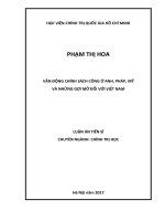 Luận án tiến sĩ chính trị học  vận động chính sách công ở anh, pháp, mỹ và những gợi mở đối với việt nam