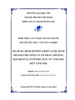Định hướng chiến lược kinh doanh cho công ty cổ phần thương mại dịch vụ ô tô phú mẫn từ năm 2024 đến năm 2026