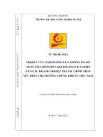 Nghiên cứu ảnh hưởng của thông tin kế toán tài chính đến giá trị doanh nghiệp của các doanh nghiệp phi tài chính niêm yết trên thị